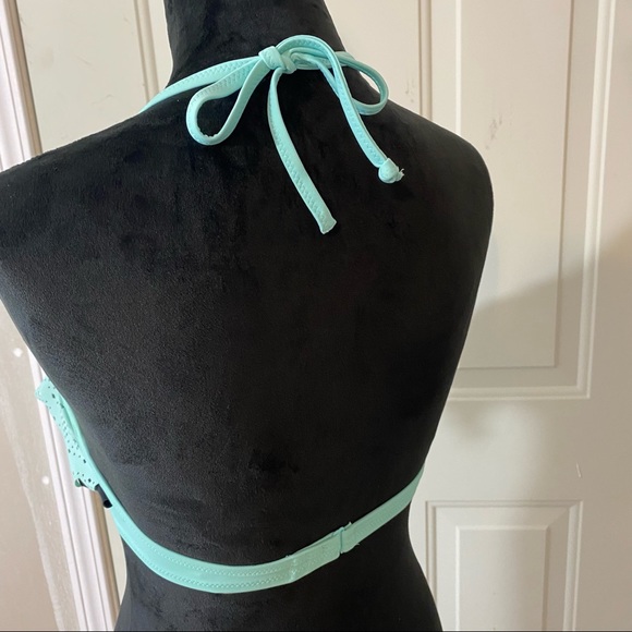 Pink Victoria’s Secret halter Top Bikini Top Teal and black push-up bra padded - Picture 9 of 9